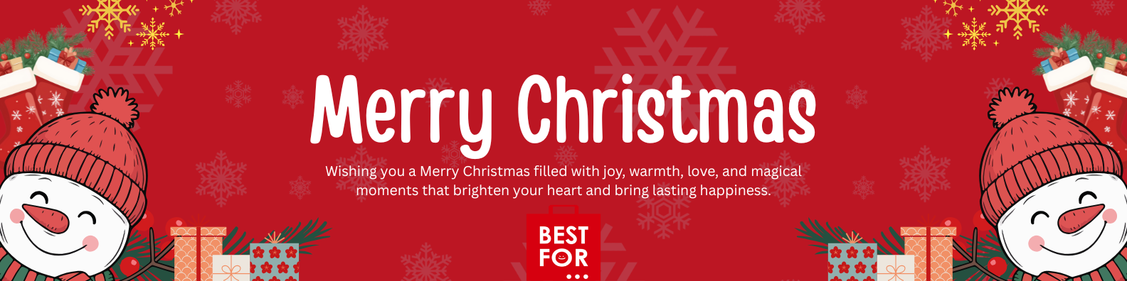 Ivory And Red Festive Merry Christmas LinkedIn Banner