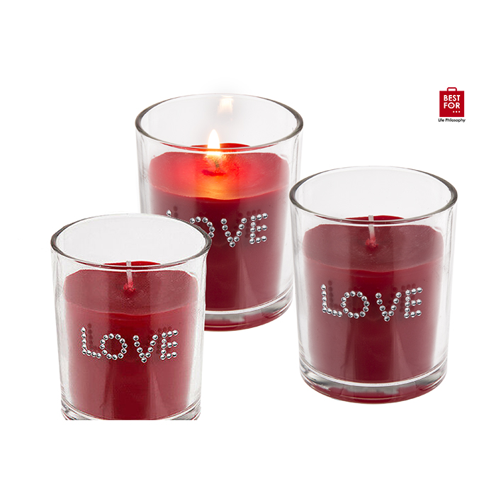 Αρωματικό Κερί "Love" σε Γυάλινο Βαζάκι 7 x 6 cm