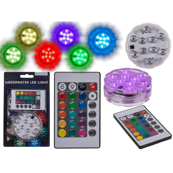 Υποβρύχιο φως, με 10 LED που αλλάζουν χρώμα & τηλεχειριστήριο (αδιάβροχο) για 3 μπαταρίες (AAA)
