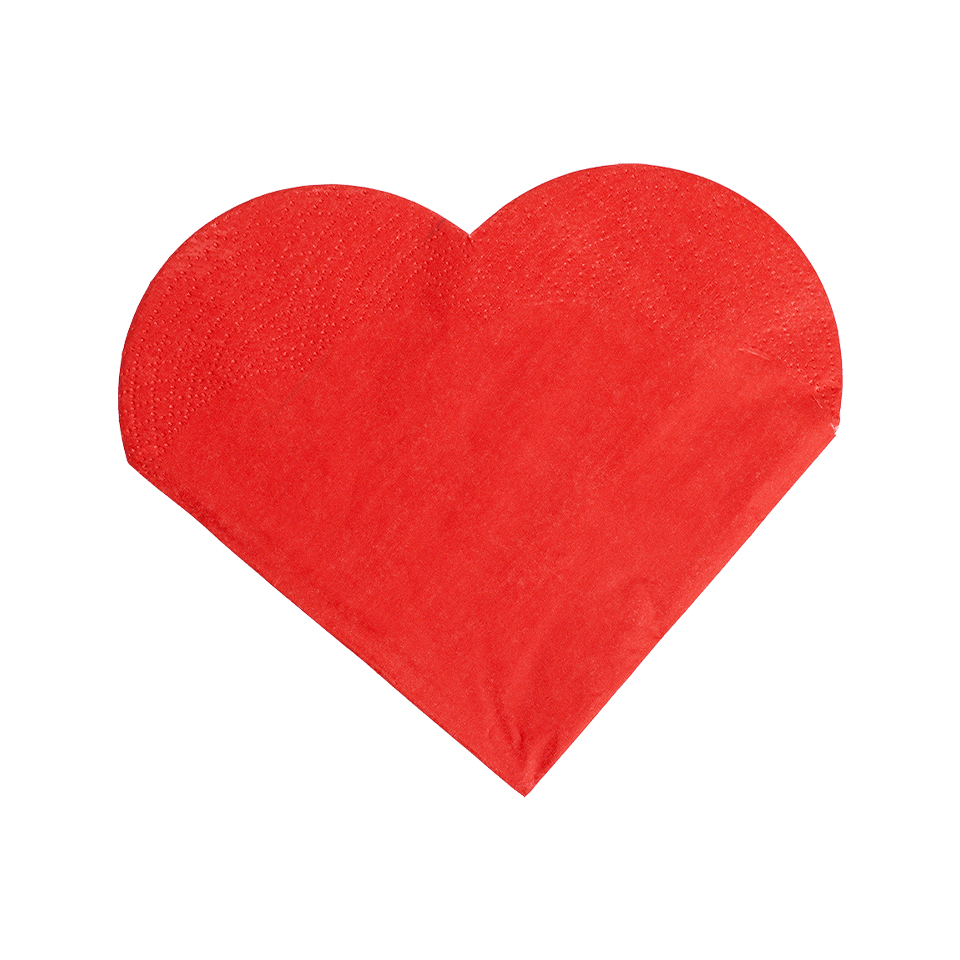 Κόκκινες χαρτοπετσέτες σε σχέδιο καρδιάς, περ. 33 x 33 cm, 3 στρώσεις, 12 τμχ