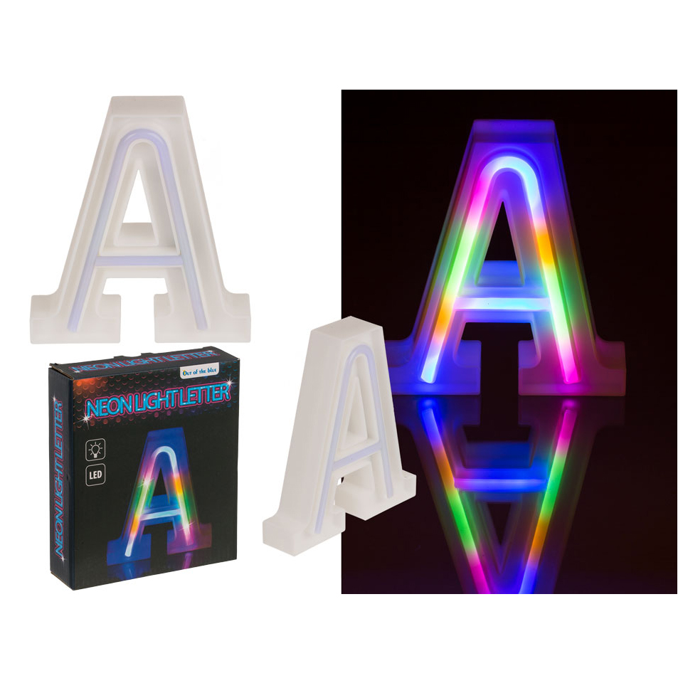 Neon Light Letter, A, Ύψος: 16 cm, για 2 μπαταρίες (AAA), σε συσκευασία δώρου