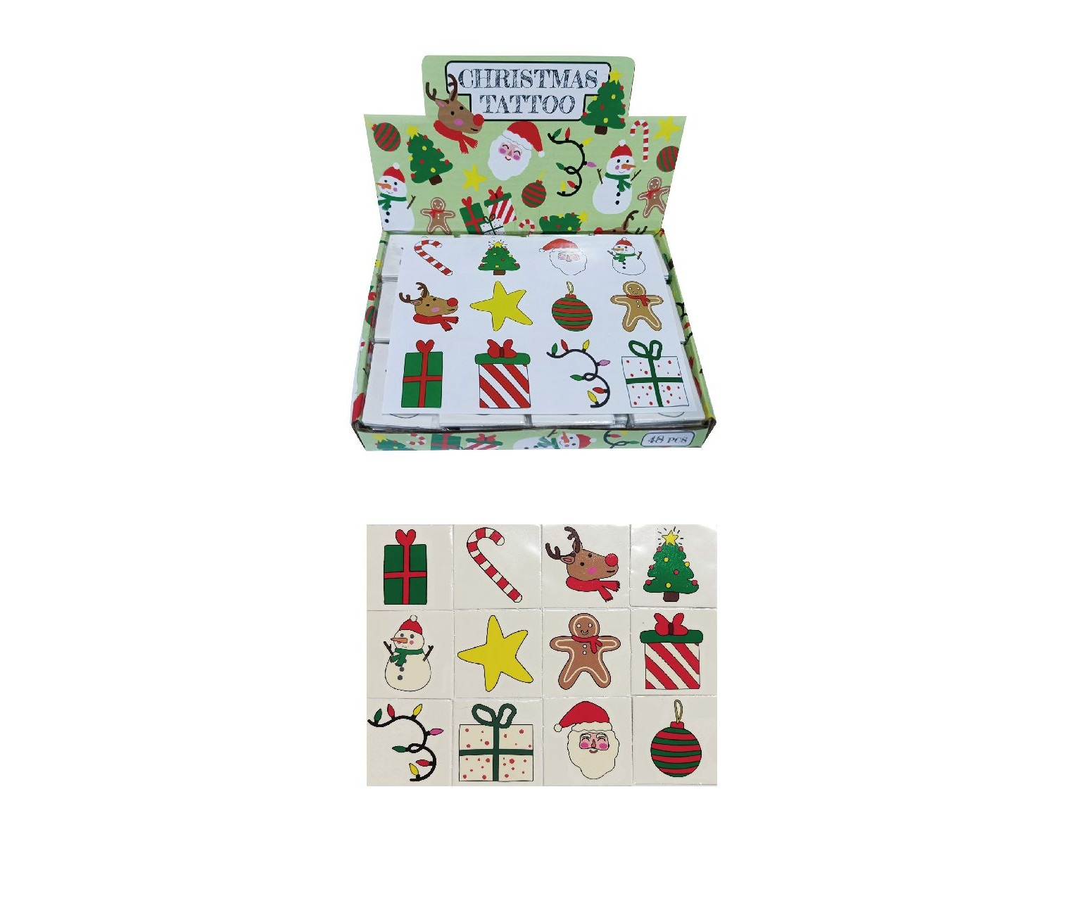 Σετ από πολύχρωμα τατουάζ με χριστουγεννιάτικο θέμα 12/τεμάχια