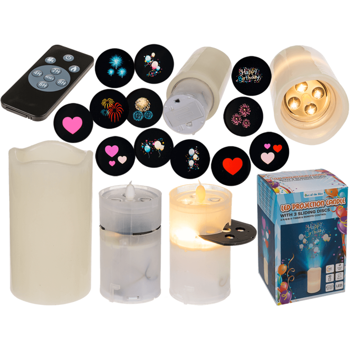 LED candle projector, Celebrations, 8 x 15 cm