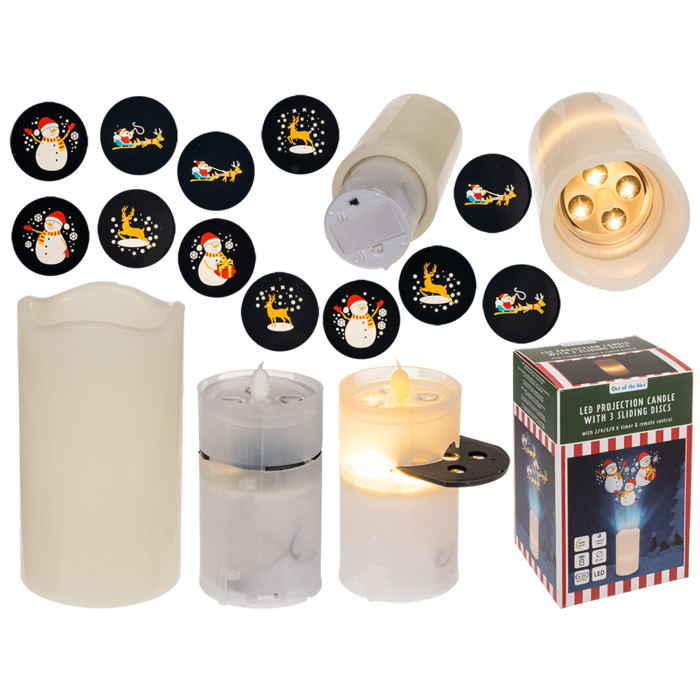 LED candle projector, Christmas, 8 x 15 cm