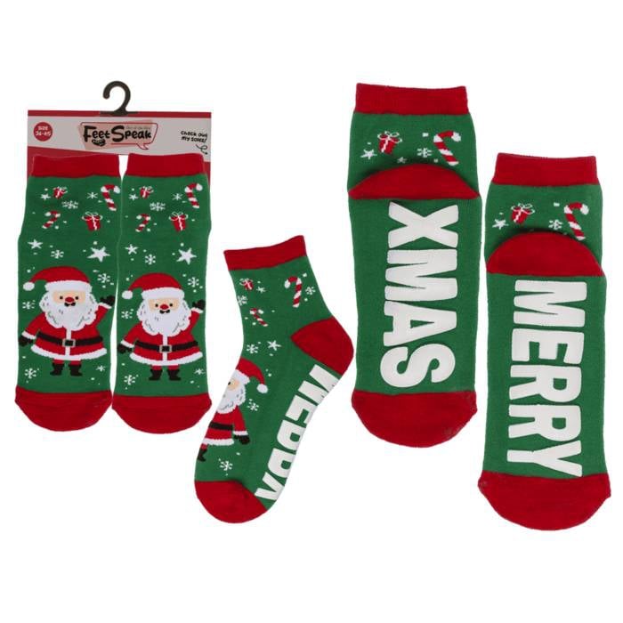 Κάλτσες, με σόλα ABS, Merry XMas, one size, 12/polybag