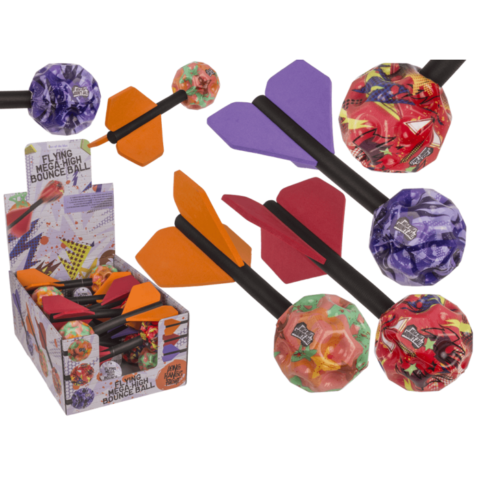 Flying Mega-high Bounce Ball, 7 x 20 cm, με ουρά, 3 χρώματα, 12/display