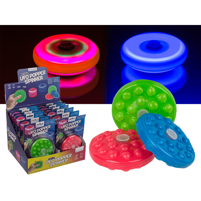 Ufo Popper Spinner, με LED 9,5 εκ., 3 χρώματα , 12/display