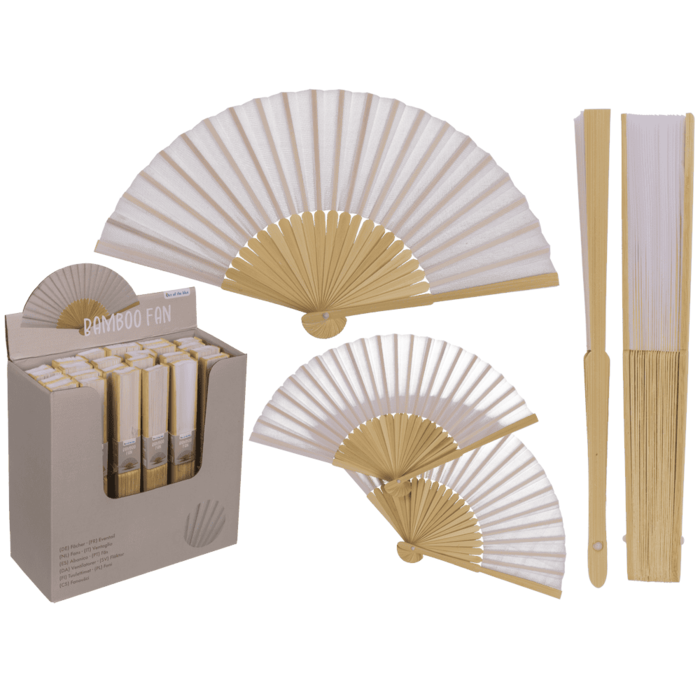 Βεντάλια Shine White, 21 cm, μπαμπού, 24/display