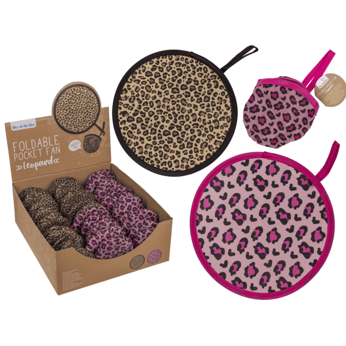 Βεντάλια τσέπης, Leopard, D: 20cm, 100% πολυεστέρας, 36/display