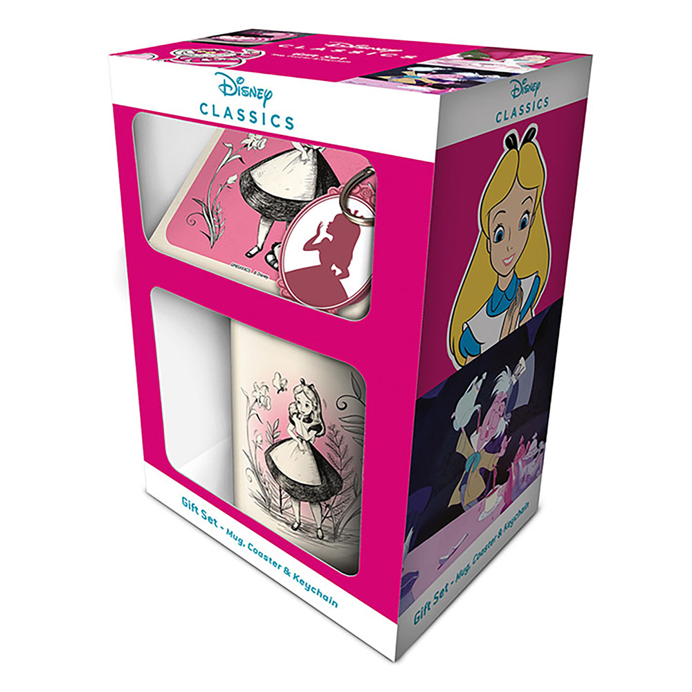 Alice In Wonderland (Vintage) Mug Coaster Keychain Gift Set
