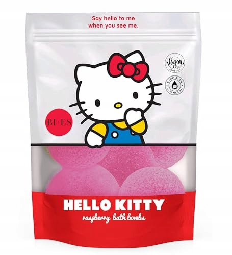 Βόμβα μπάνιου/μπάλα αφρού  άρωμα raspberry  Hello Kitty raspberry Σετ 6τμχ *55 g